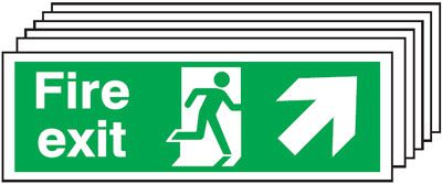 Fire Exit Running Man Arrow Up Right - Pk of 6