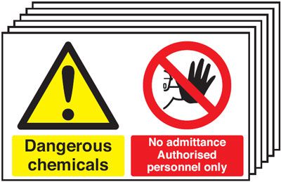 Dangerous Chemicals No Admittance Authorised Personnel Only - Pk of 6