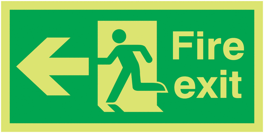 Fire Exit Running Man Arrow Left - Xtra Glo