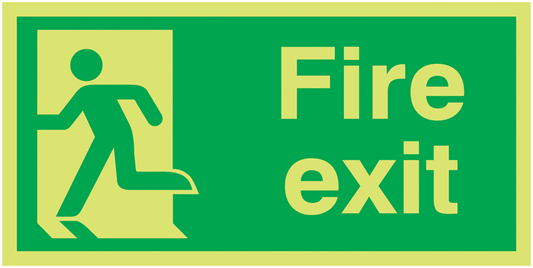 Fire Exit Running Man Left - Xtra Glo