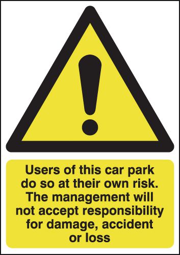 Users of This Car Park Do So At Their Own Risk
