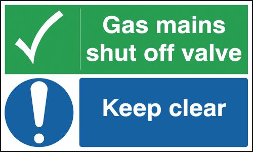 Gas Mains Shut Off Valve Keep - Site Safety Board