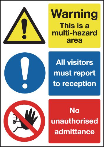 Warning This Is A Multi-hazard Area All Visitors Must Report To..No Admittance