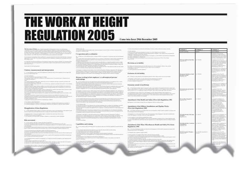The Work at Height Regulation 2005 Wallchart