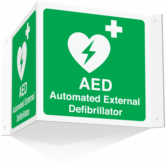 AED Automate External Defibrillator Projecting 3D Sign