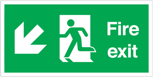 Fire Exit Running Man Arrow Down Left