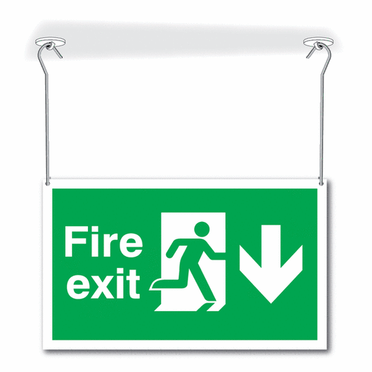Fire exit down sign - Double sided
