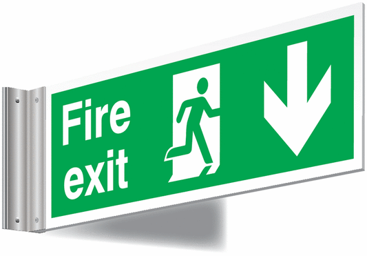 Fire exit down sign - T Bar