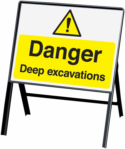 Danger Deep excavations stanchion sign