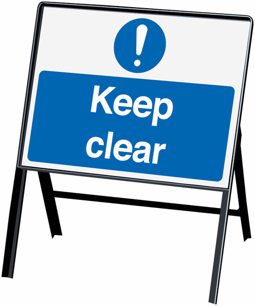 Keep Clear stanchion sign