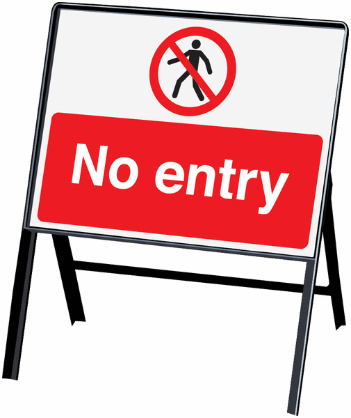 No entry stanchion sign