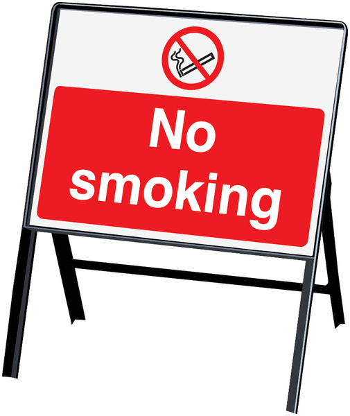 No smoking stanchion sign