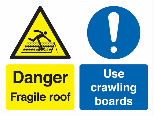 Danger Froagile Roof Use Crawling Boards