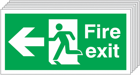 Fire Exit Running Man Arrow Left - Pk of 6