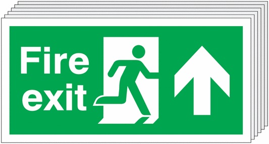 Fire Exit Running Man Arrow Up - Pk of 6