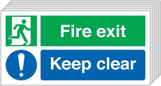 Fire Exit Keep Clear - Pk of 6