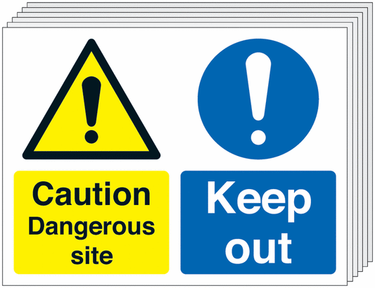Caution Dangerous Site Keep Out - Pk of 6