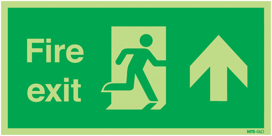 Fire Exit Running Man Arrow Up - Nite Glo