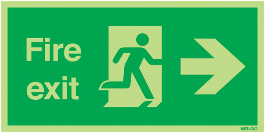 Fire Exit Running Man Arrow Right - Nite Glo