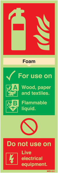 Foam Extinguisher For Use On - Nite glo
