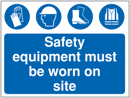 Safety equipment must be worn on site Construction Sign