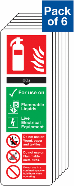 CO2 Fire Extinguisher Sign - Pk of 6