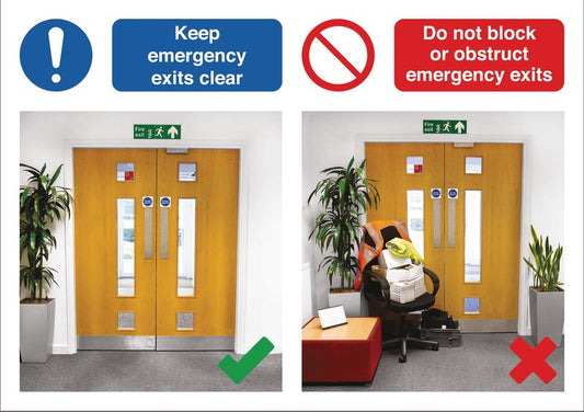 Keep emergency exits clear / Do not block or obstruct emergency exits