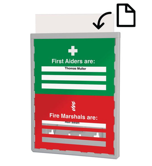 First Aiders/Fire Marshalls are: Update Sign