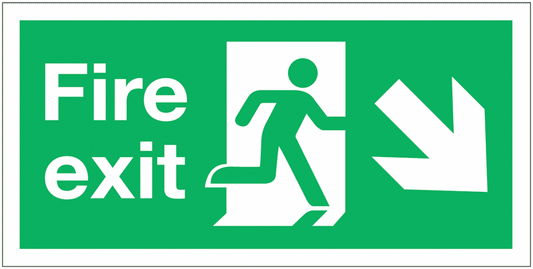 Fire Exit Running Man Arrow Down Right