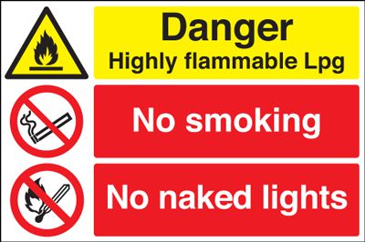 Danger Highly Flammable LPG No Smoking or Naked Lights