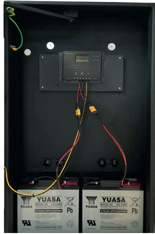 Solar and battery configuration inside the sign enclosure