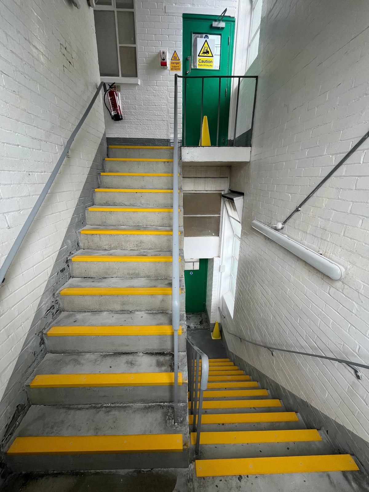 Steps with yellow GRP stair nosings
