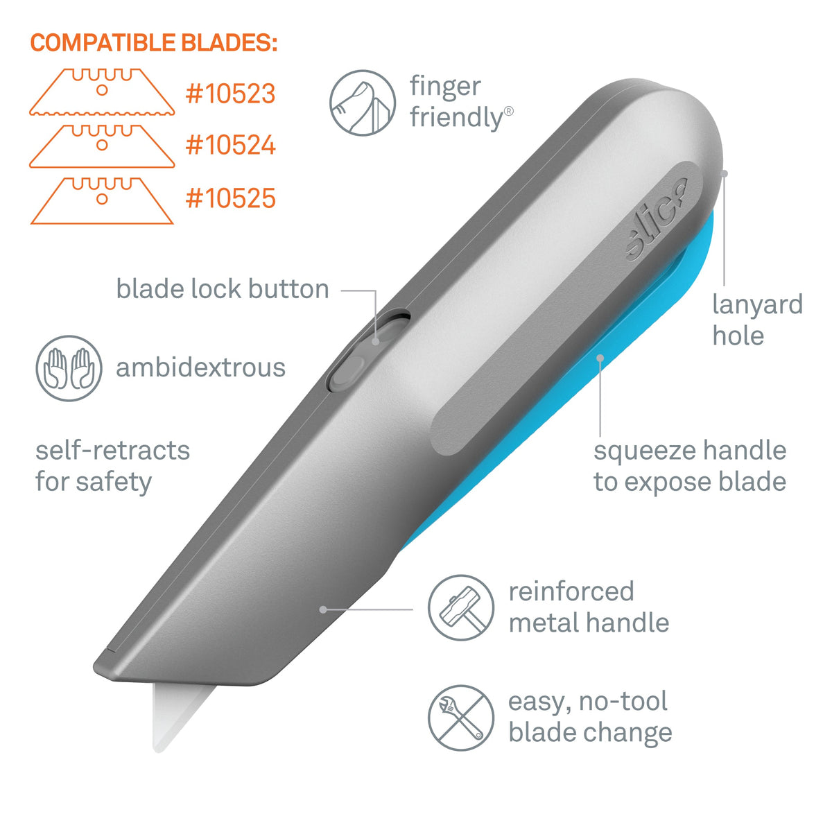 Slice Smart-Retracting Metal Squeeze Knife