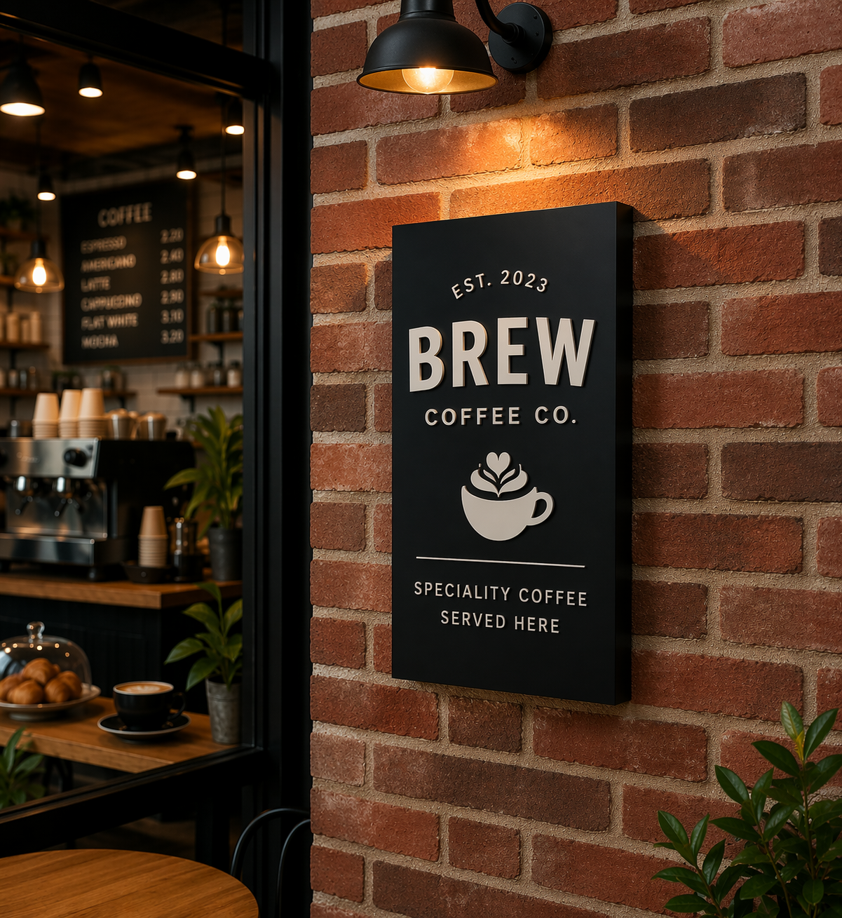 custom outdoor coffee shop sign tray with logo