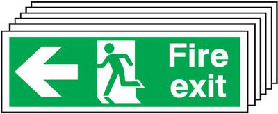 Fire Exit Running Man Arrow Left - Pk of 6