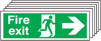 Fire Exit Running Man Arrow Right - Pk of 6