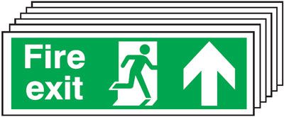 Fire Exit Running Man Arrow Up - Pk of 6