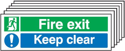 Fire Exit Keep Clear - Pk of 6
