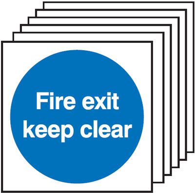 Fire Exit Keep Clear - Pk of 6