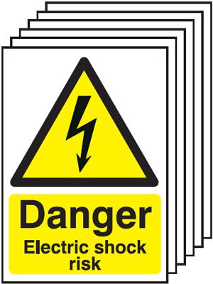 Danger Electric Shock Risk - Pk of 6