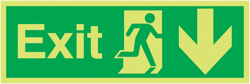 Exit Running Man Arrow Down - Nite Glo
