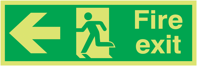 Fire Exit Running Man Arrow Left - Xtra Glo