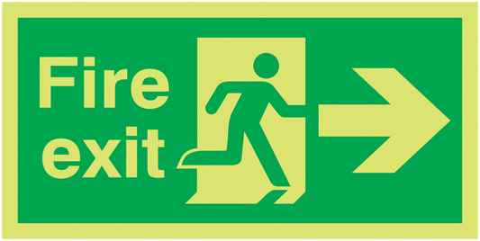Fire Exit Running Man Arrow Right - Xtra Glo
