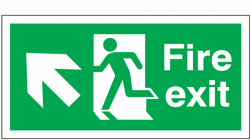 Fire Exit Running Man Arrow Up Left