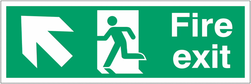 Fire Exit Running Man Arrow Up Left