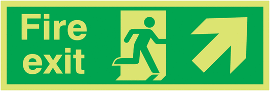 Fire Exit Running Man Arrow Up Right - Xtra Glo