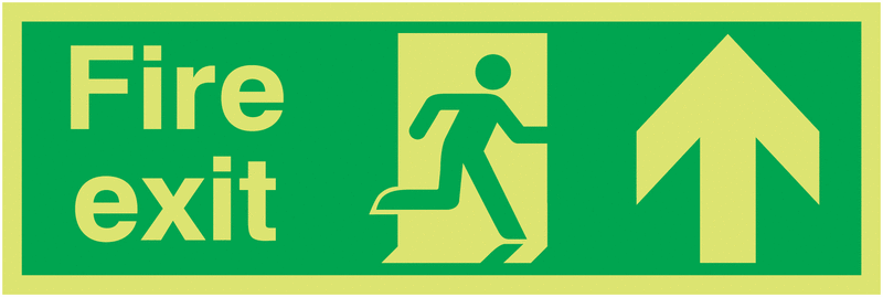 Fire Exit Running Man Arrow Up - Xtra Glo