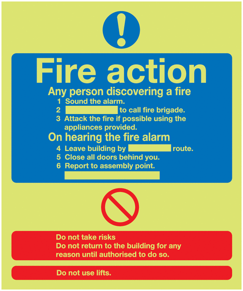 Fire Action Notice (Standard) - Xtra Glo