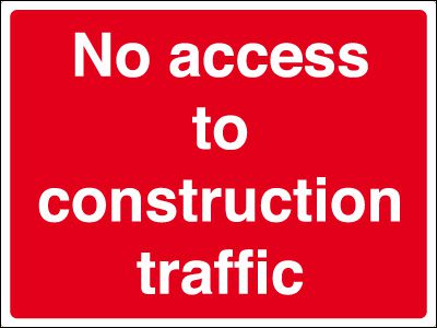 No access to construction traffic stanchion sign