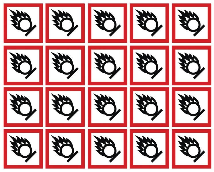 Oxidising GHS Symbols on a sheet